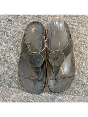 FitFlop Suede Toe Post Thong Slide Sandals Womens 8 Wobble Board Flip Flops
